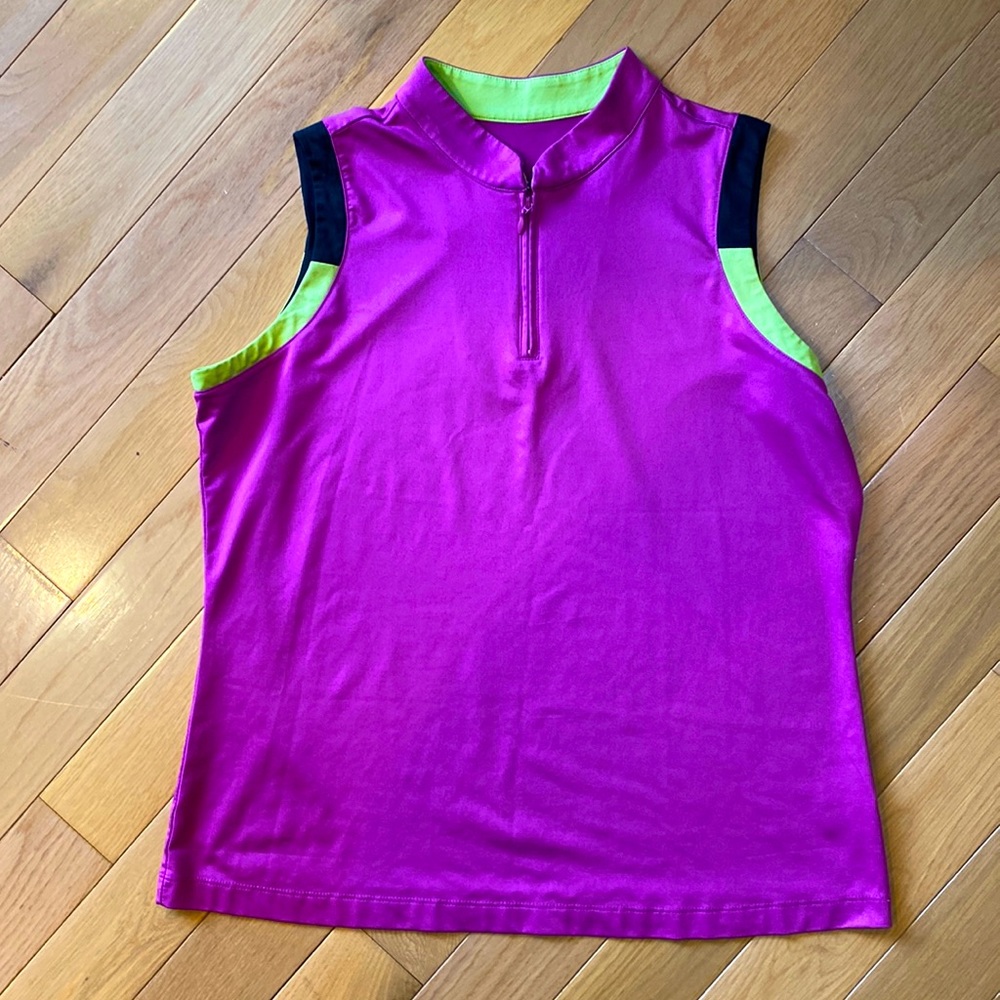 Golf / Active shirt / top.  Tail size XL. Fuschia with black and yellow accents